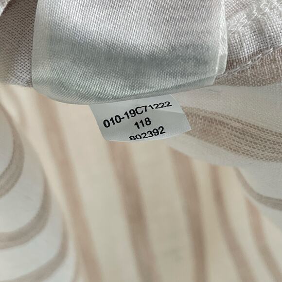 CHICO'S Shirt Size 12/14 No Iron Button Down 100% Linen Stripes White Neutral - Picture 12 of 13
